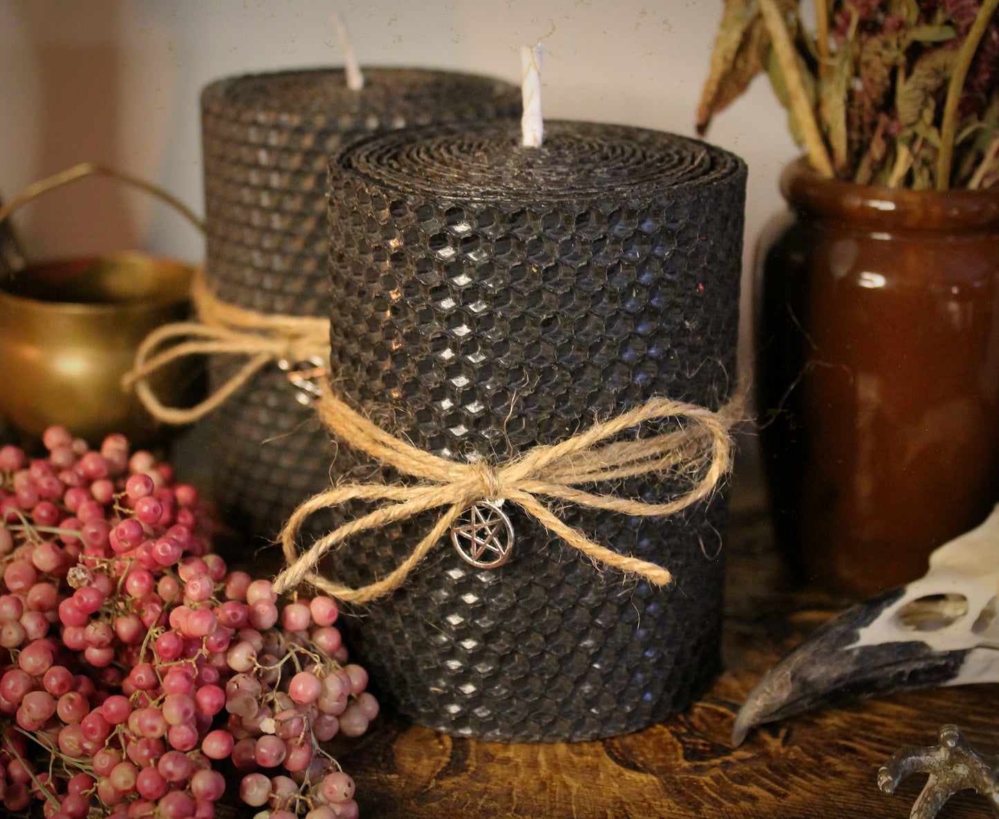 Black Beeswax Pillar Candle