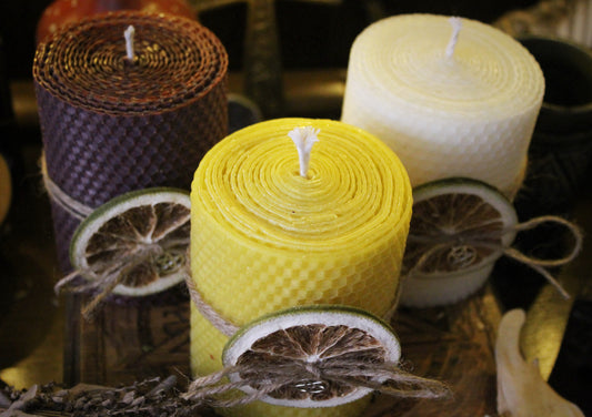 Hand Rolled Beeswax Pillar Candles