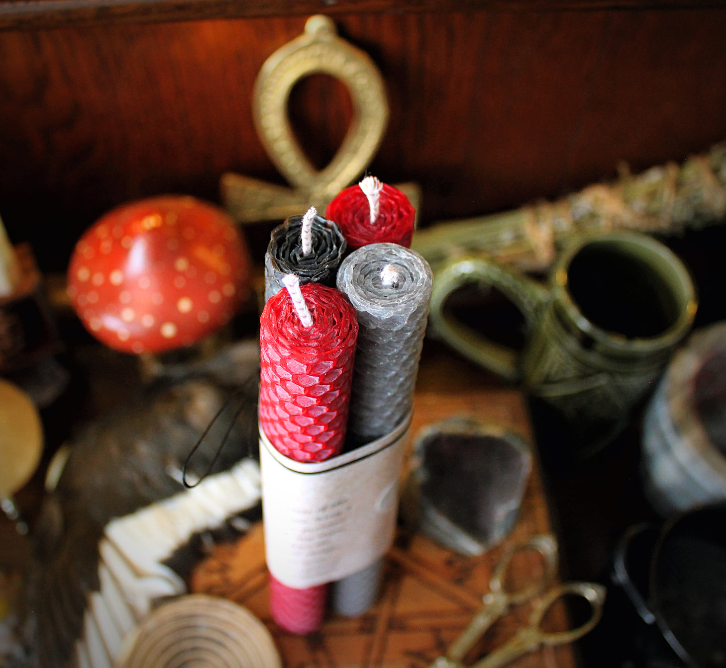 Morrigan Beeswax Altar Candles: Celtic Goddess Ritual Candles