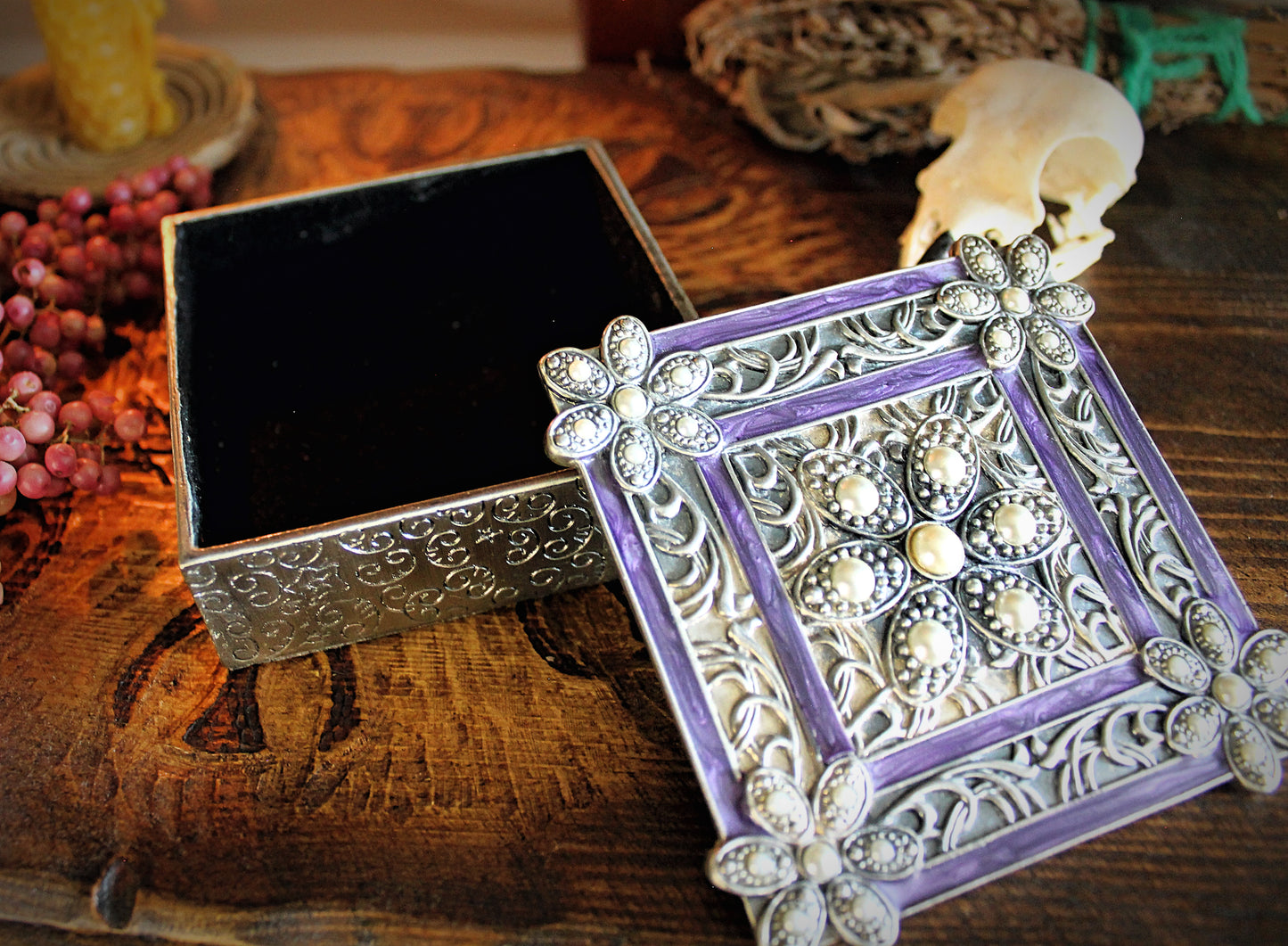 Vintage Square Storage Box with adornments