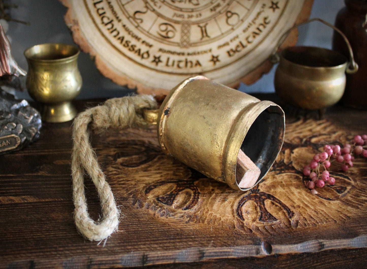 Large Rustic Cow Bell On Jute Rope