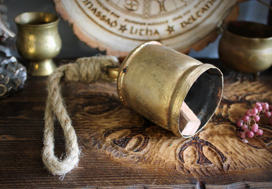 Large Rustic Cow Bell On Jute Rope