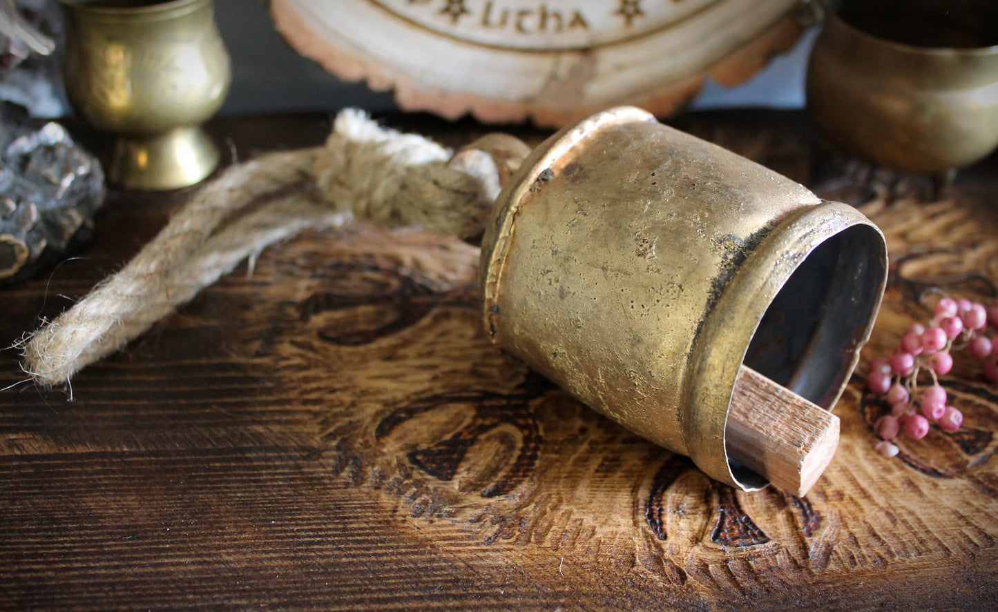 Large Rustic Cow Bell On Jute Rope