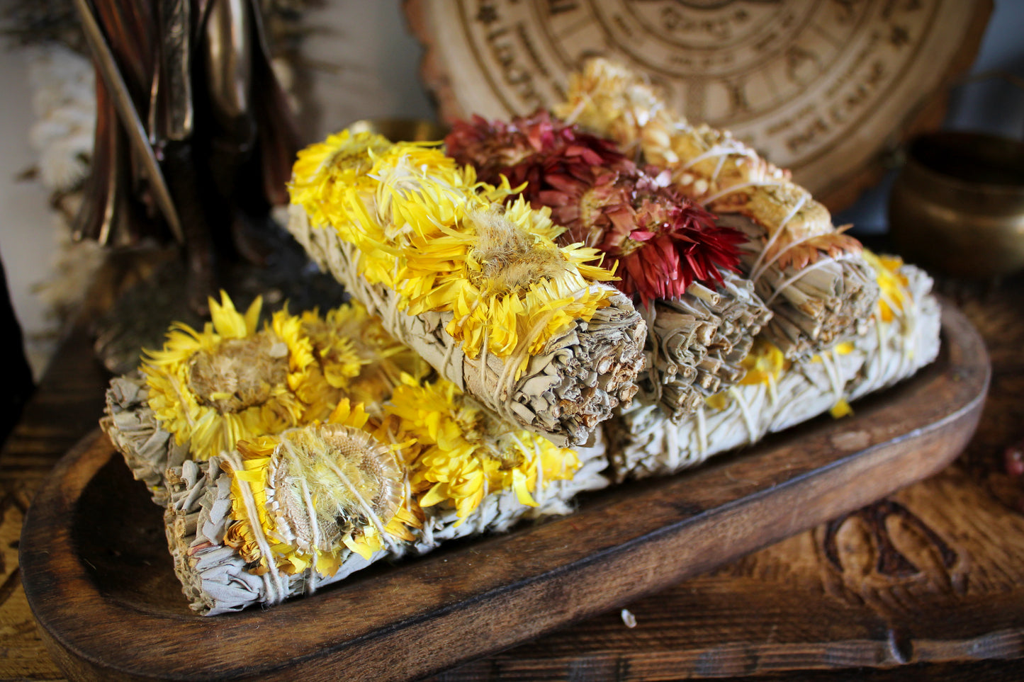 Sunflower & White Sage Smudge Stick - Joyful Energy Cleansing and Blessing Bundle