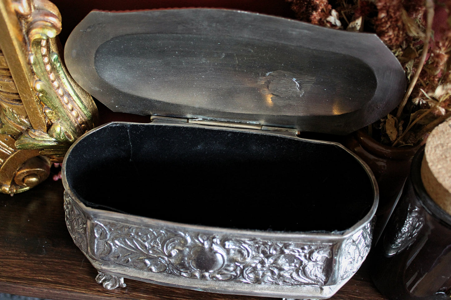 Ornate Cast Metal Trinket Box