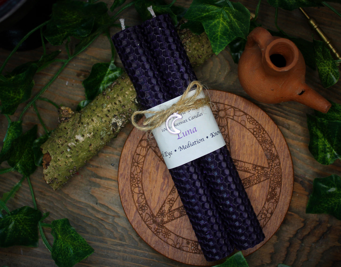 Luna - Purple Beeswax Spell Candles