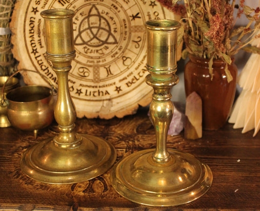 Vintage Brass Candlestick Holders - Pair of Taper Candle Stands