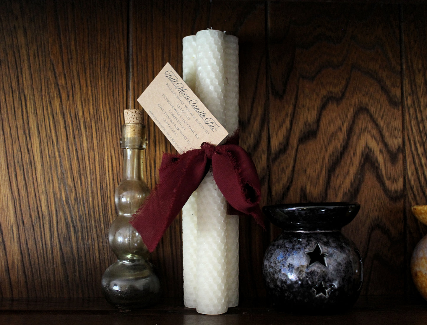 Beeswax Ritual Candles: New Moon Release & Full Moon Manifestation Trio
