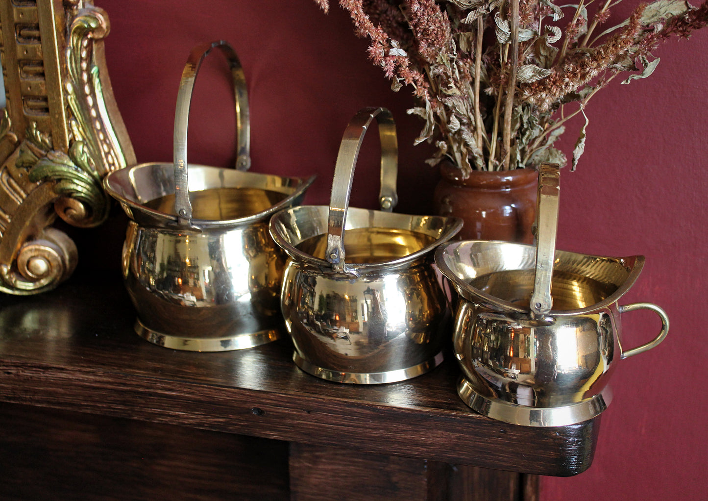 Brass Mini Coal Scuttles: Individual Bucket or Set of 3