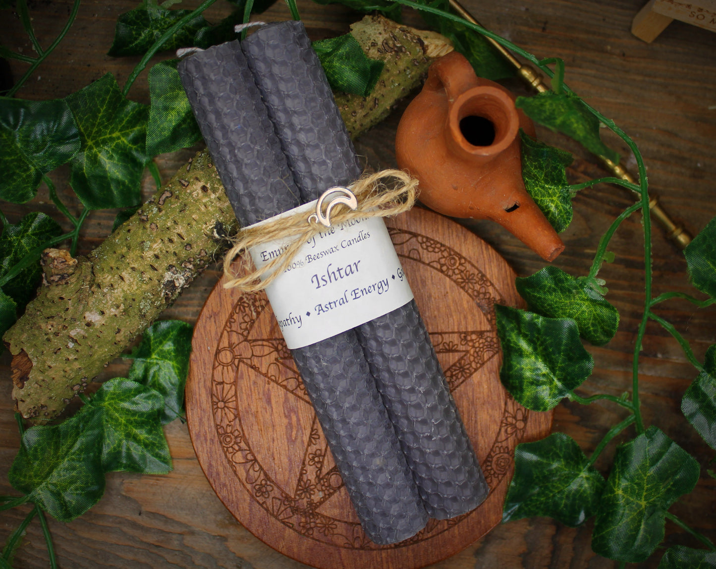 Ishtar - Grey Beeswax Spell Candles