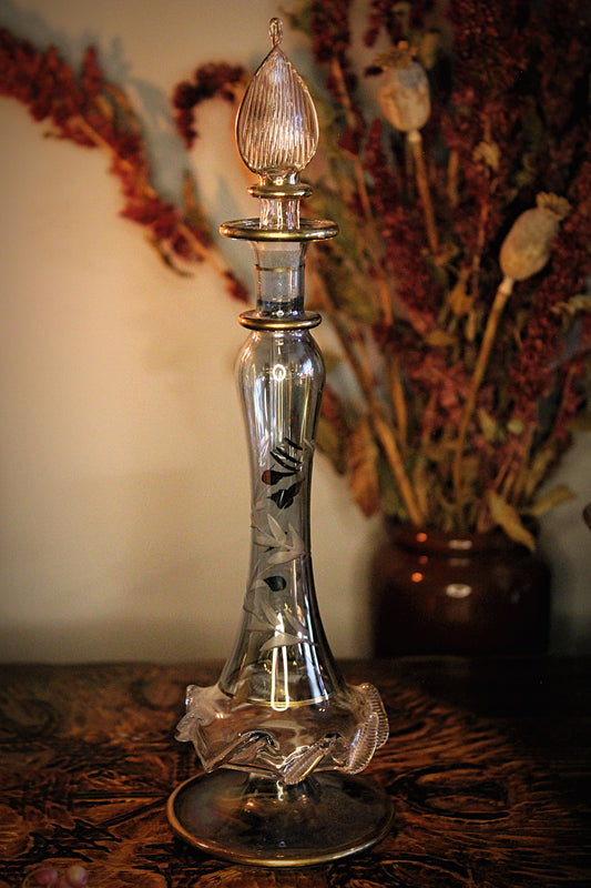 Vintage Egypt Hand Blown Glass Perfume Bottle