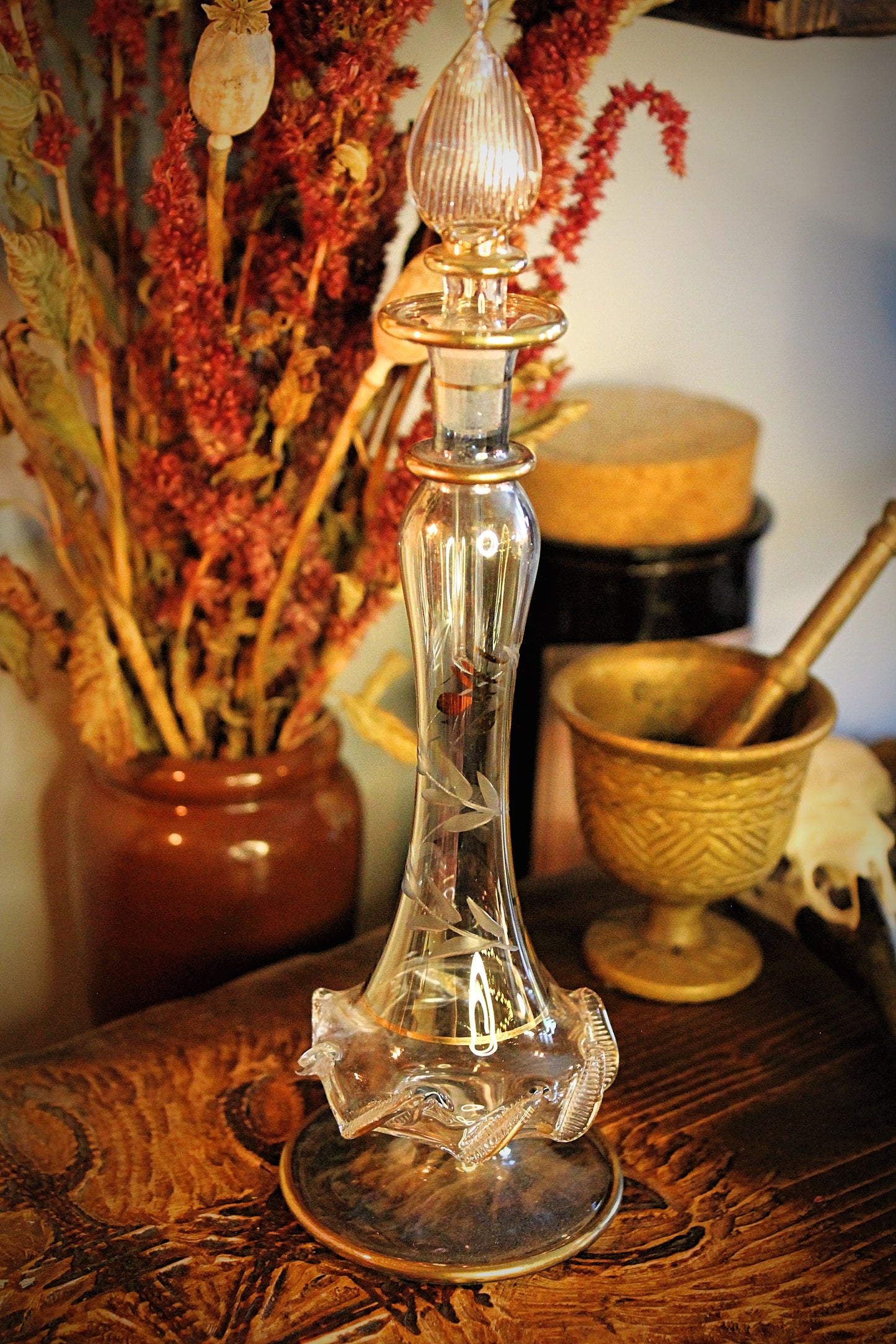 Vintage Egypt Hand Blown Glass Perfume Bottle