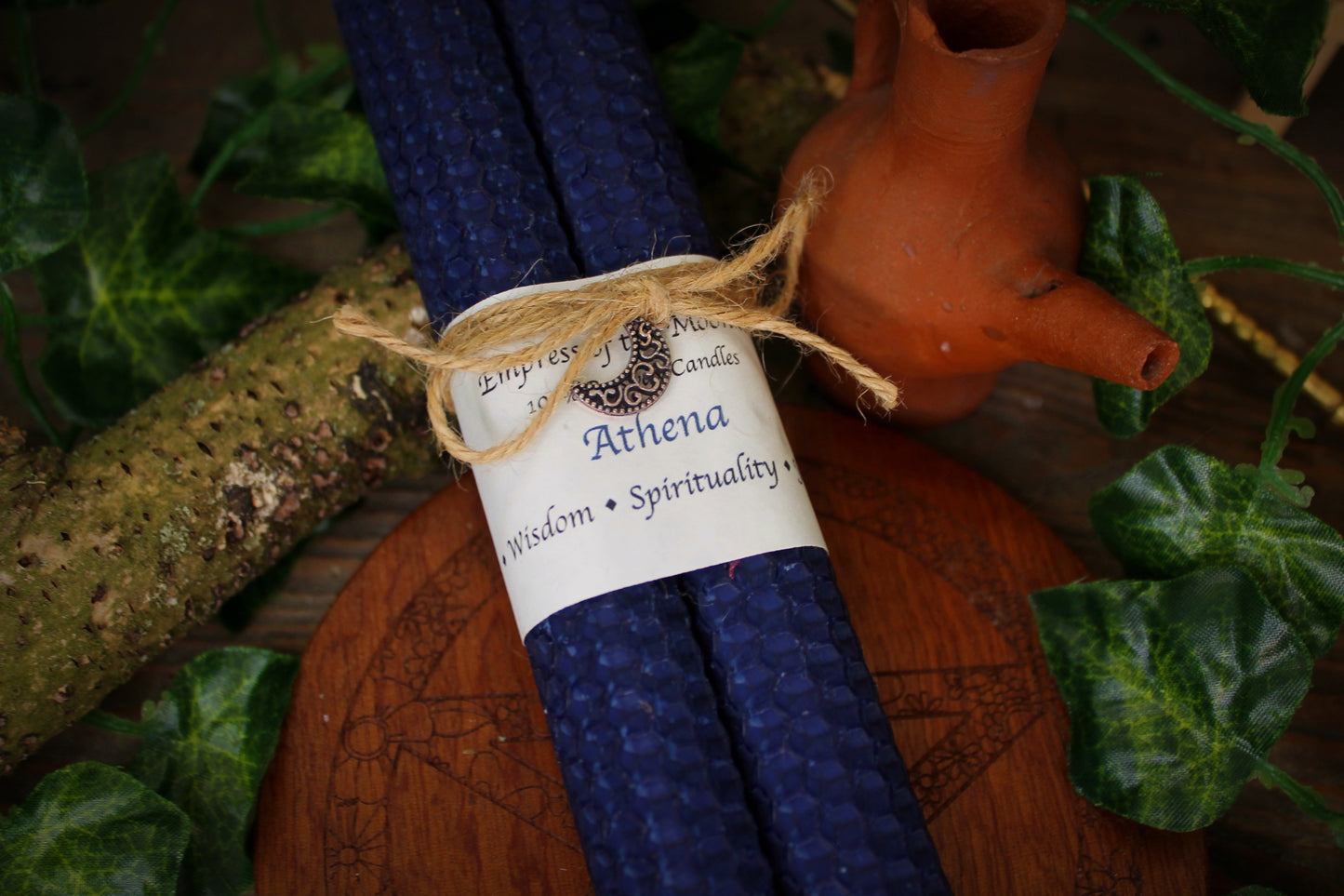 Athena - Blue Beeswax Spell Candles