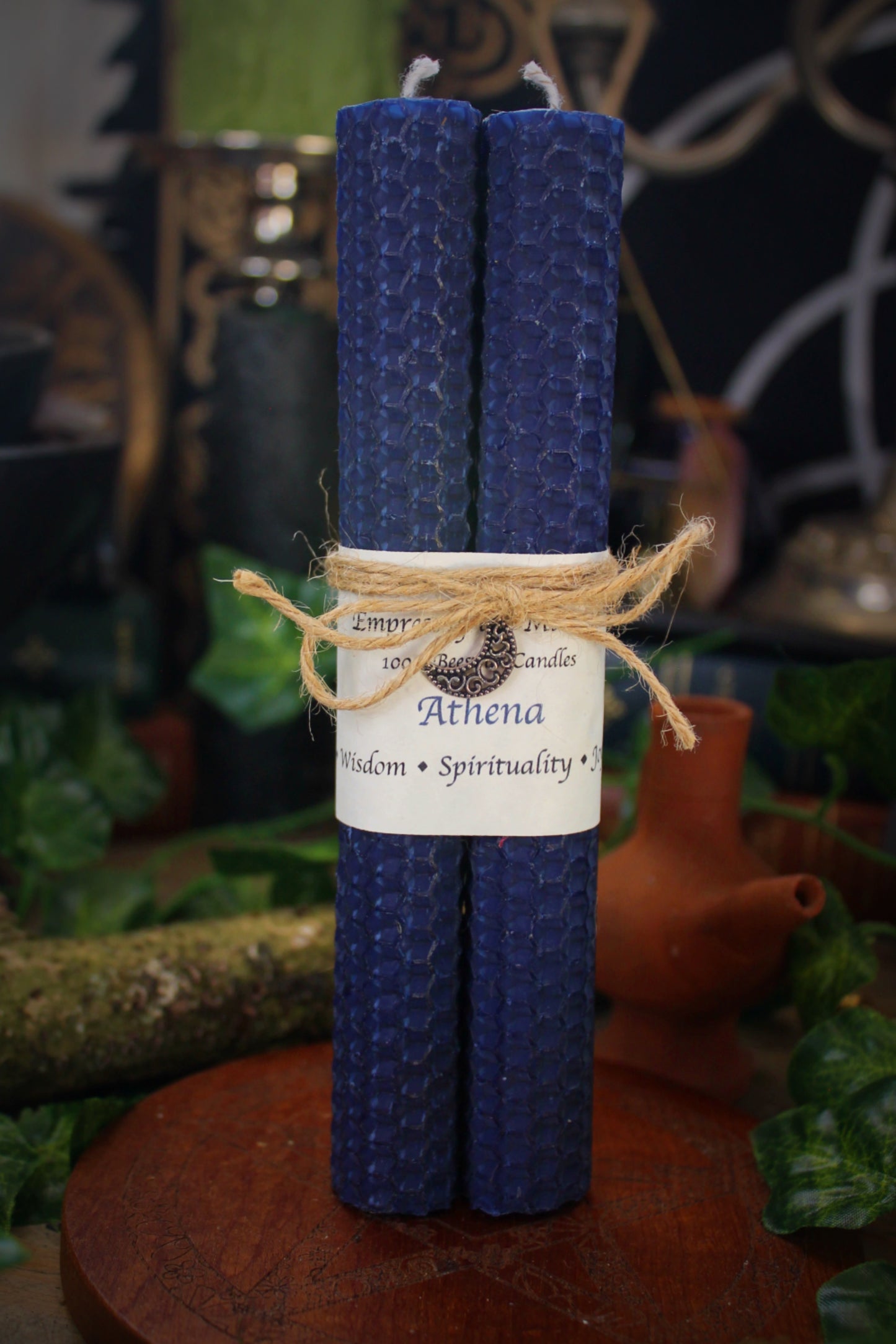 Athena - Blue Beeswax Spell Candles