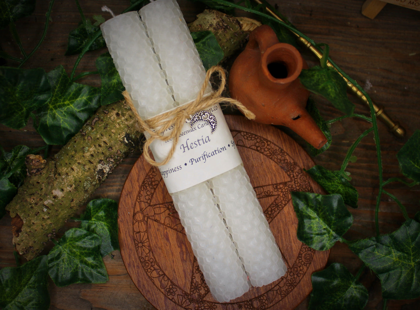 Hestia - White Beeswax Spell Candles