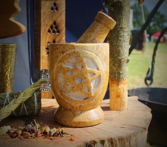 Soapstone Pentagram Mortar & Pestle