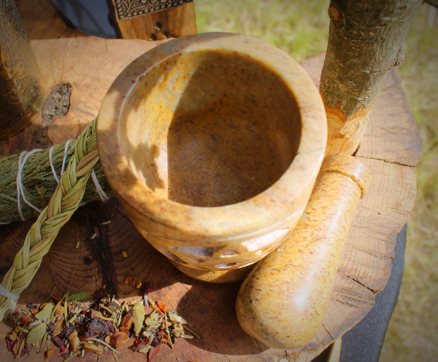 Soapstone Pentagram Mortar & Pestle