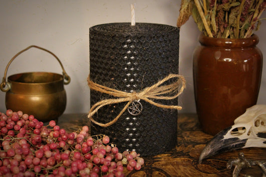 Black Beeswax Pillar Candle