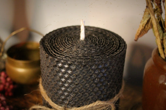 Black Beeswax Pillar Candle