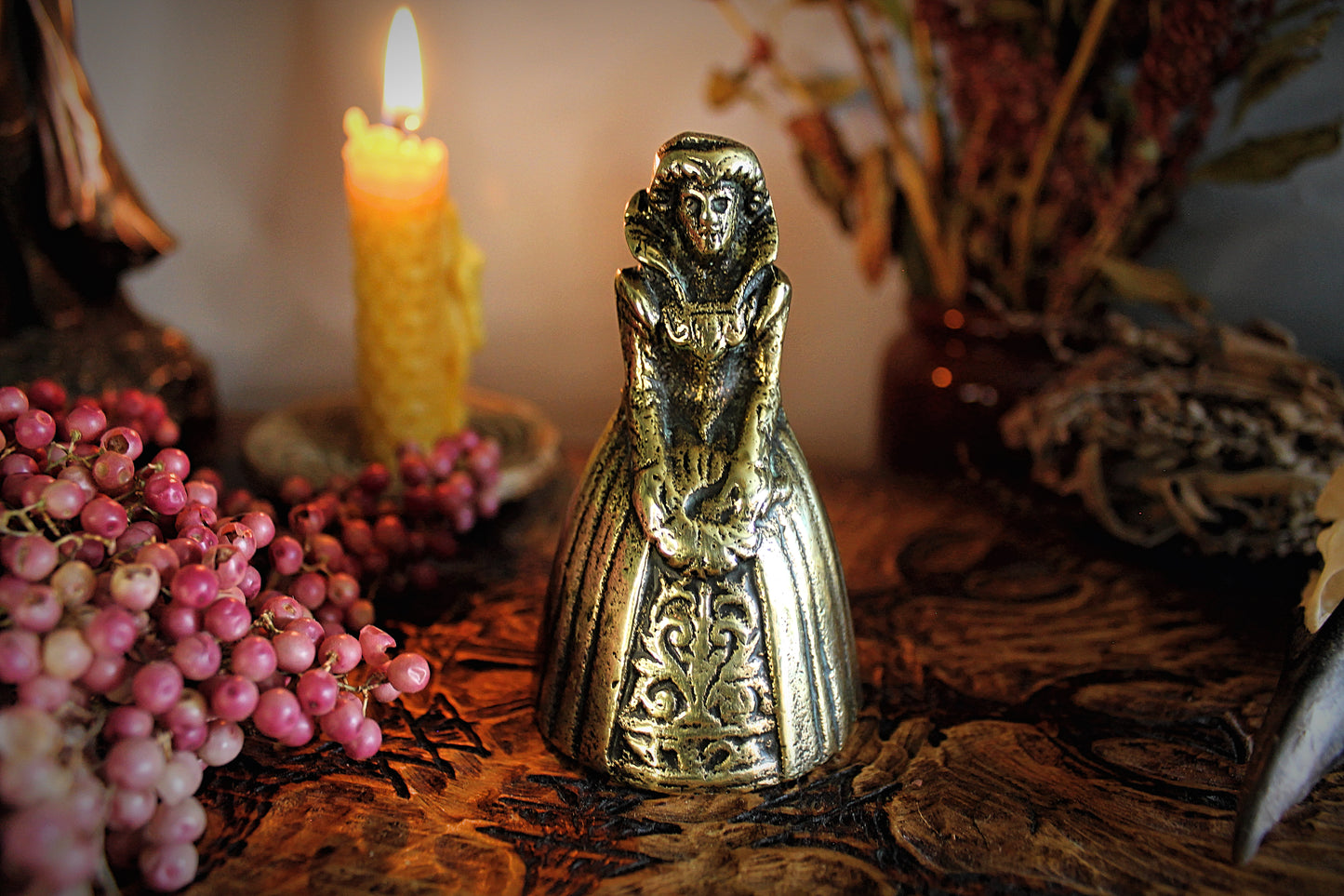 Brass Lady Dinner Bell - Peerage England