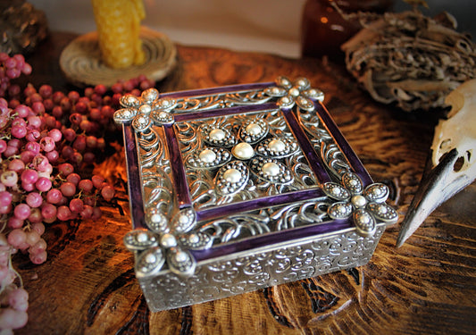 Vintage Square Storage Box with adornments