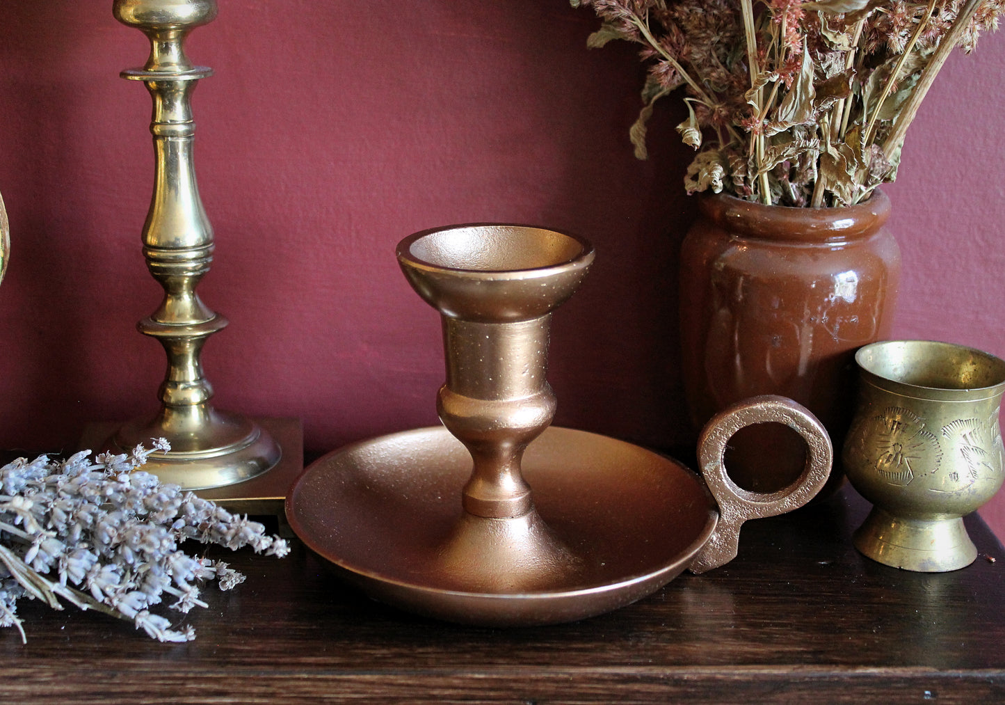 Antique Copper Chamberstick Candle Holder