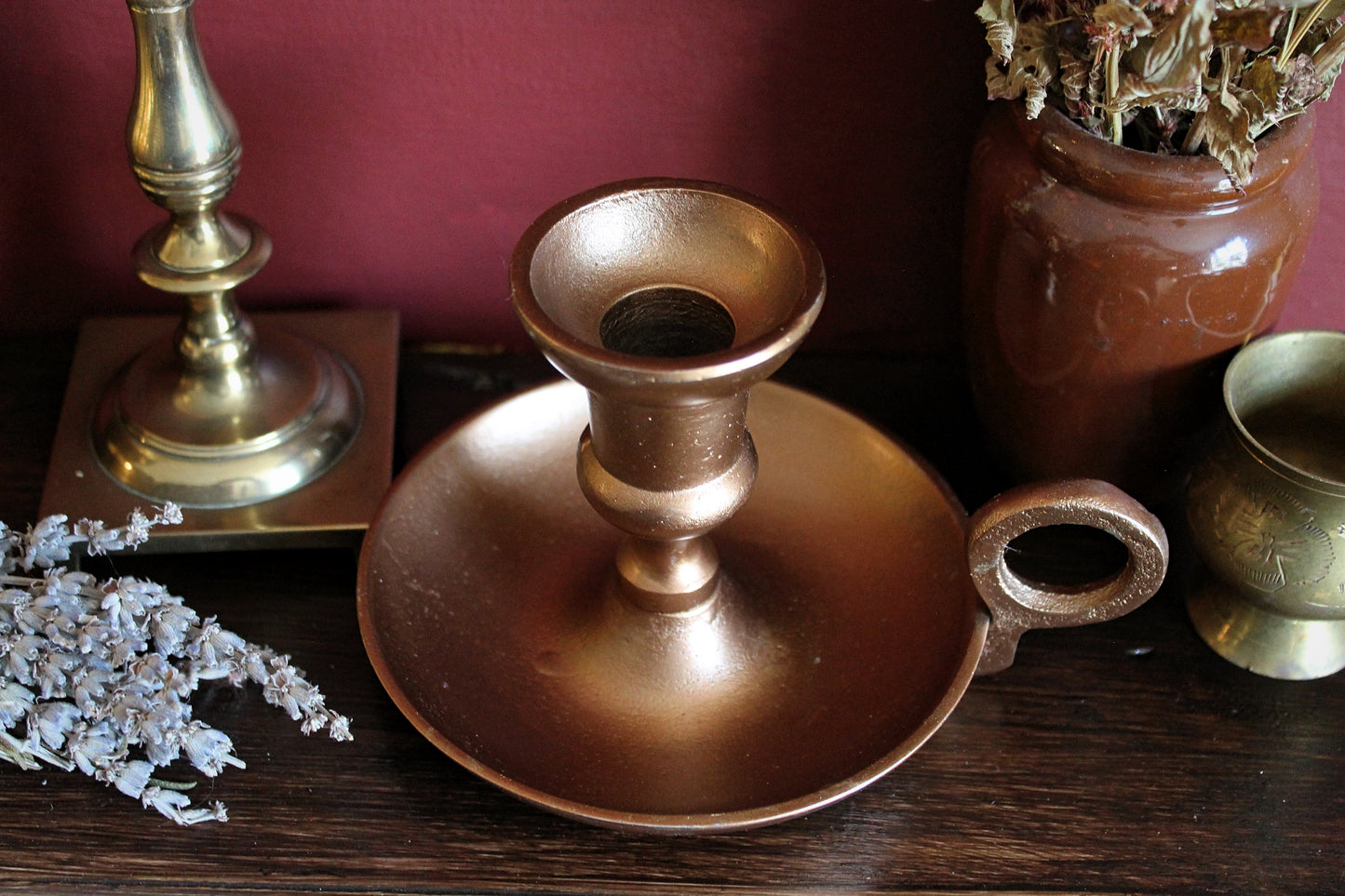 Antique Copper Chamberstick Candle Holder