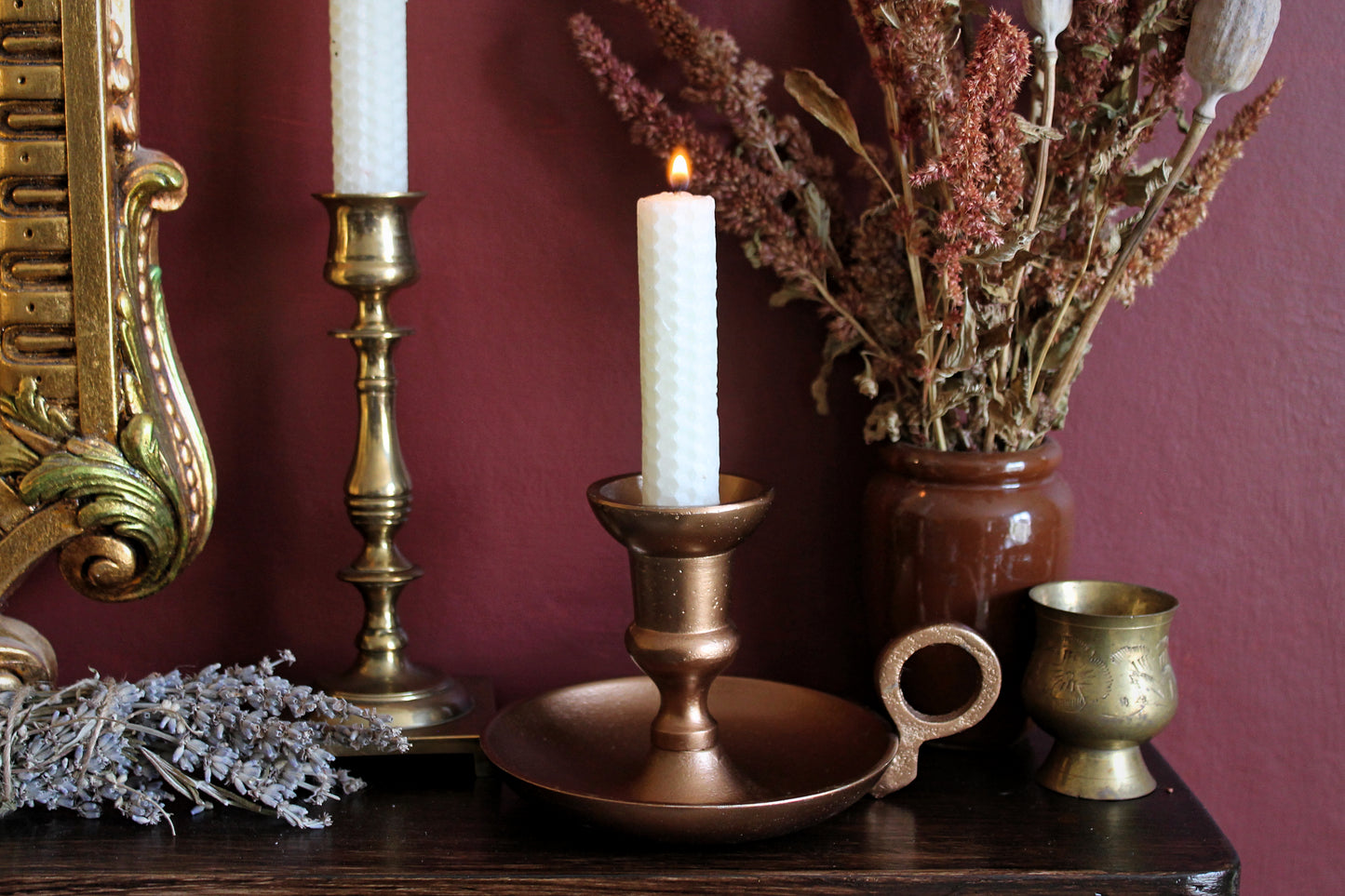 Antique Copper Chamberstick Candle Holder
