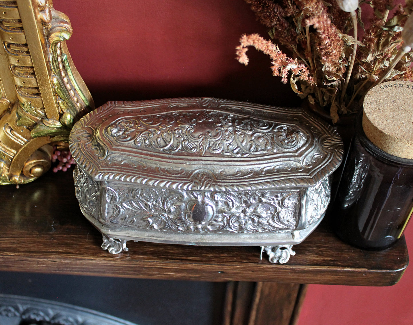 Ornate Cast Metal Trinket Box