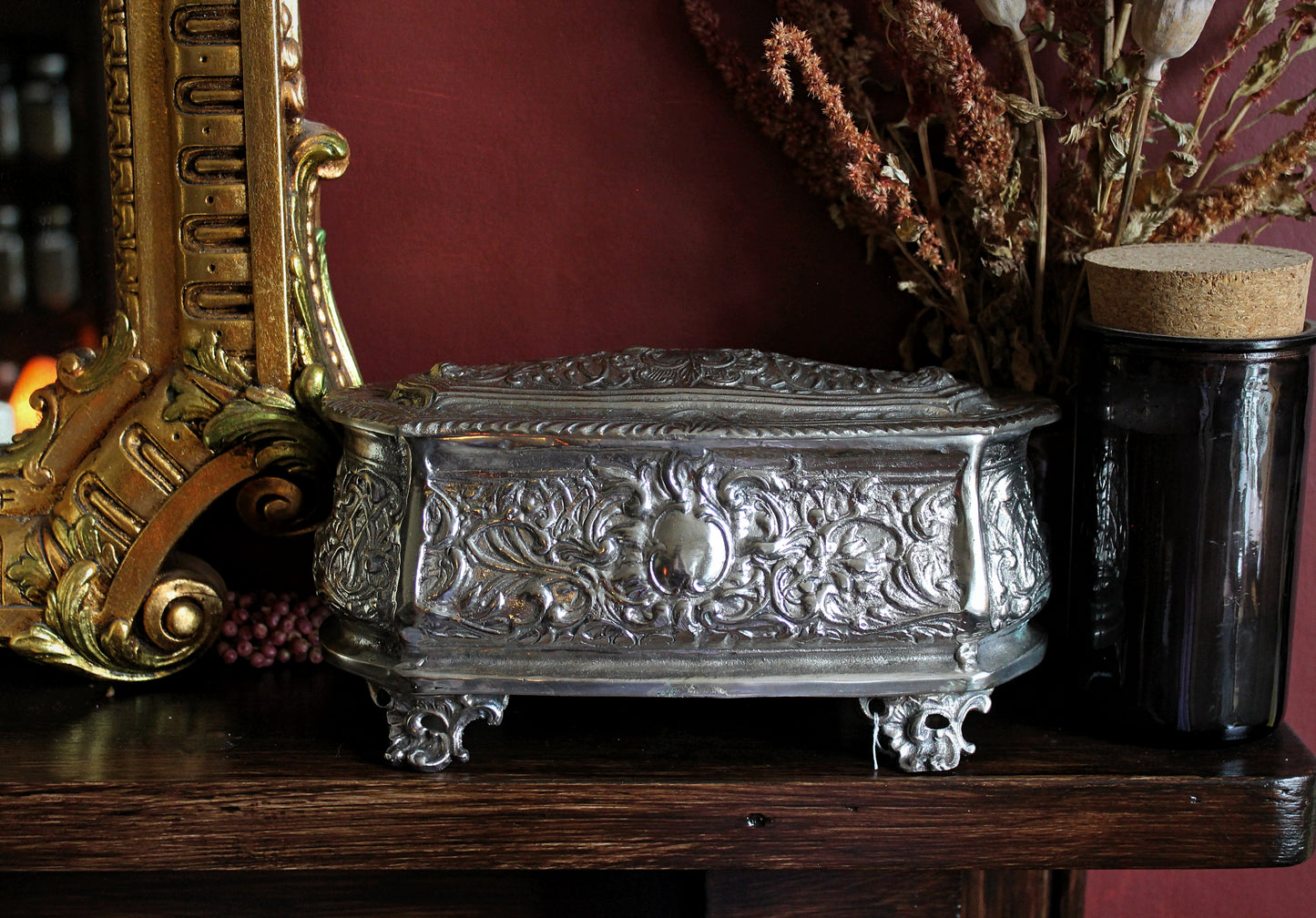Ornate Cast Metal Trinket Box