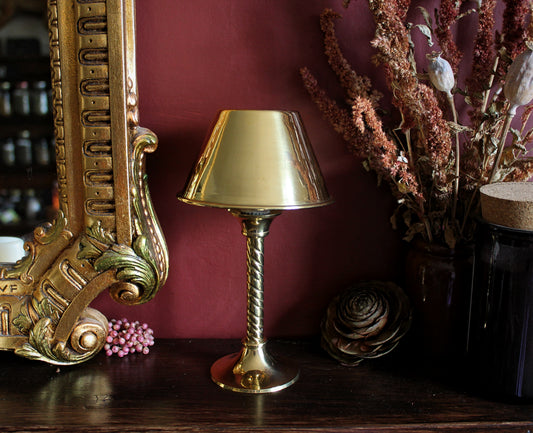 Brass Hurricane Candle Holder with Glass Chimney