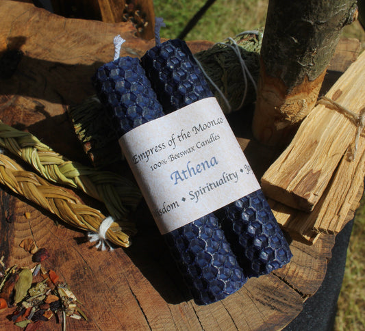 Athena - Blue Beeswax Spell Candles