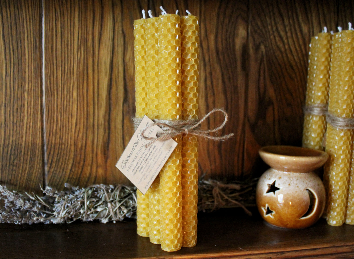 Beeswax Ritual Candles (Set of 6) - Handmade Rolled Candles