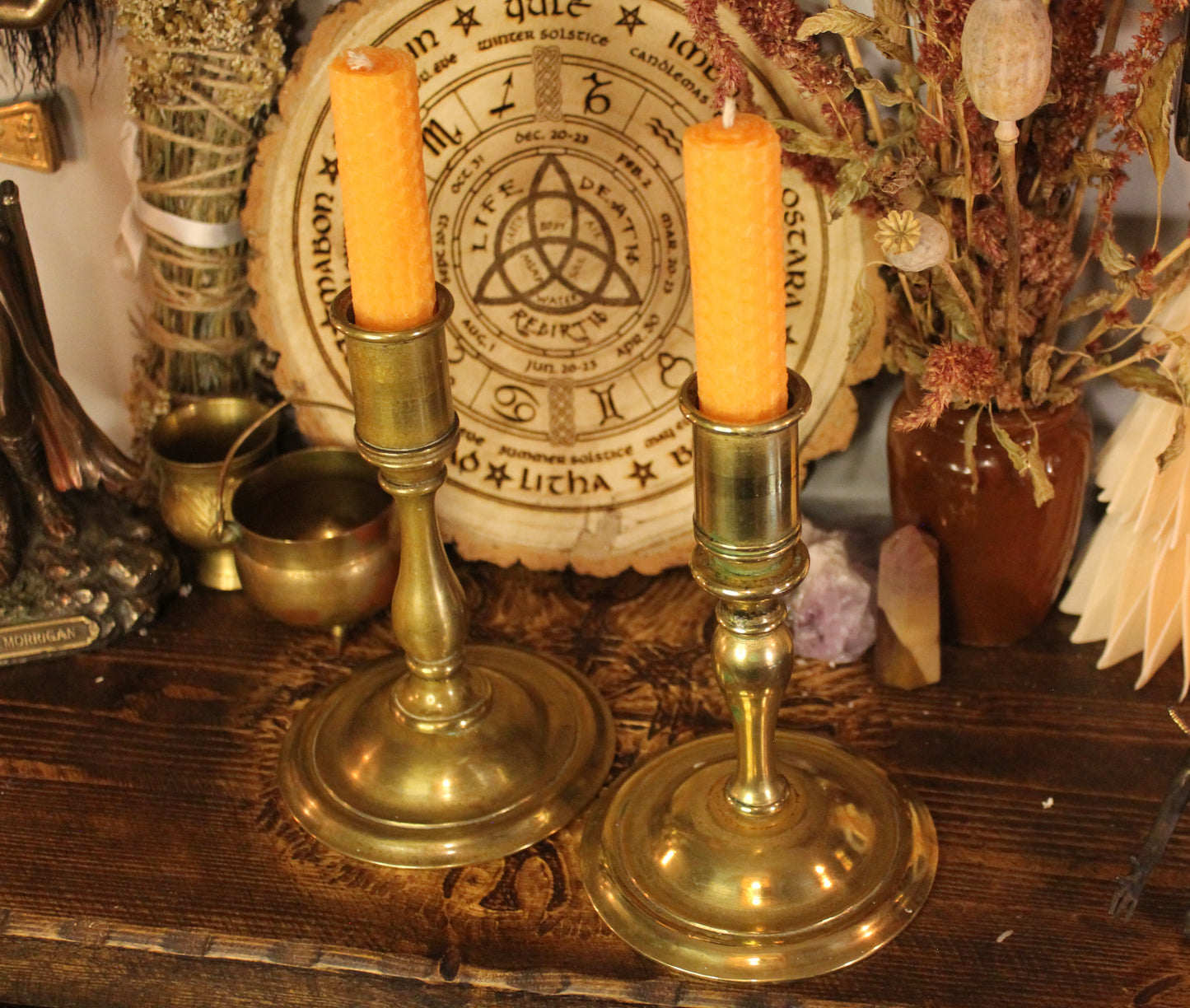 Vintage Brass Candlestick Holders - Pair of Taper Candle Stands