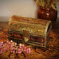 Vintage Mini Brass and Wooden Chest