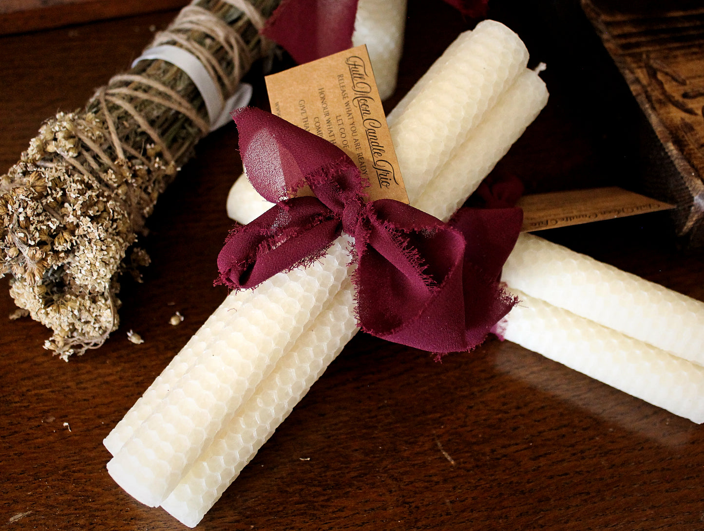 Beeswax Ritual Candles: New Moon Release & Full Moon Manifestation Trio