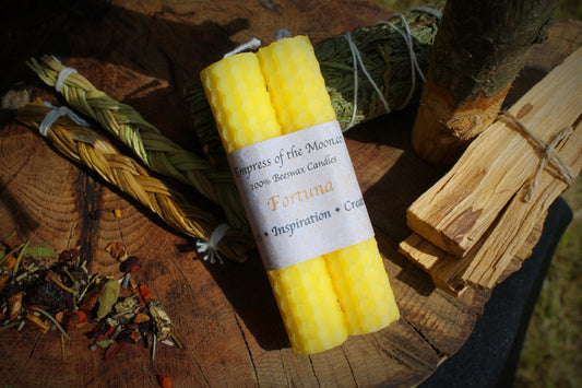 Fortuna - Yellow Beeswax Spell Candles