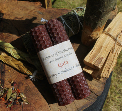Gaia - Brown Beeswax Spell Candles