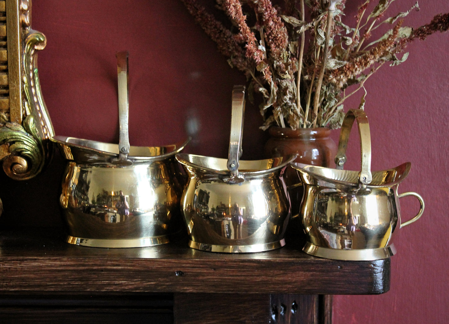 Brass Mini Coal Scuttles: Individual Bucket or Set of 3
