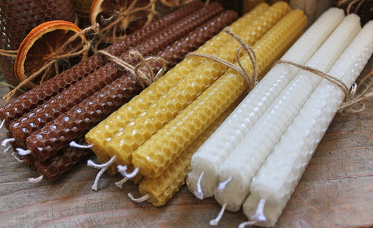 6 Thin Taper Beeswax Candles