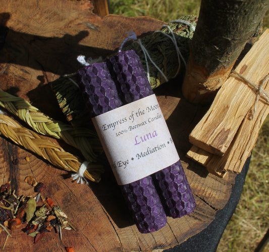 Luna - Purple Beeswax Spell Candles