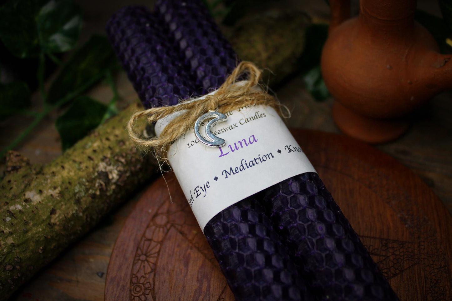 Luna - Purple Beeswax Spell Candles