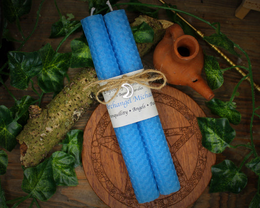 Archangel Michael - Light Blue Beeswax Spell Candles