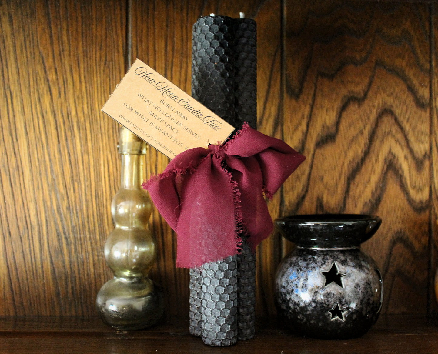Beeswax Ritual Candles: New Moon Release & Full Moon Manifestation Trio