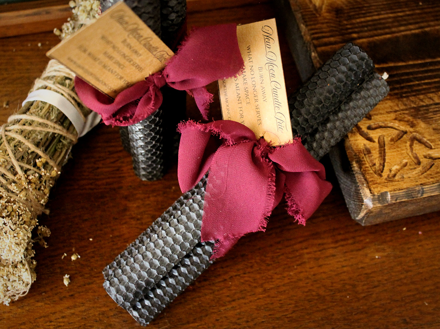 Beeswax Ritual Candles: New Moon Release & Full Moon Manifestation Trio