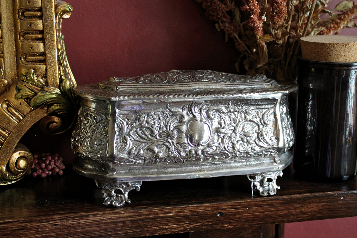 Ornate Cast Metal Trinket Box