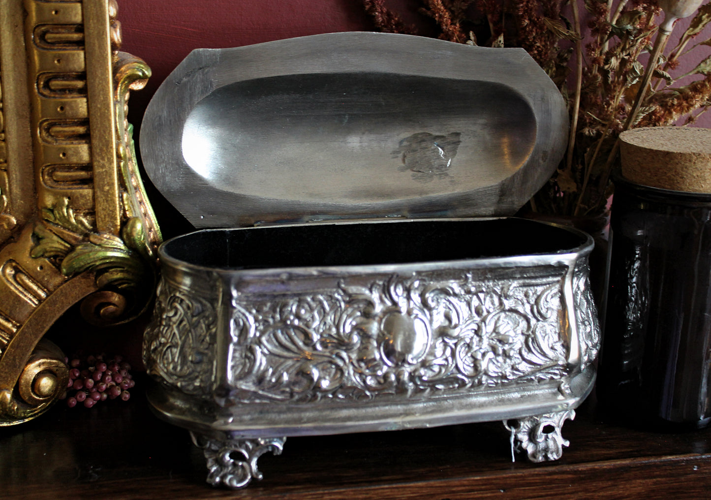 Ornate Cast Metal Trinket Box