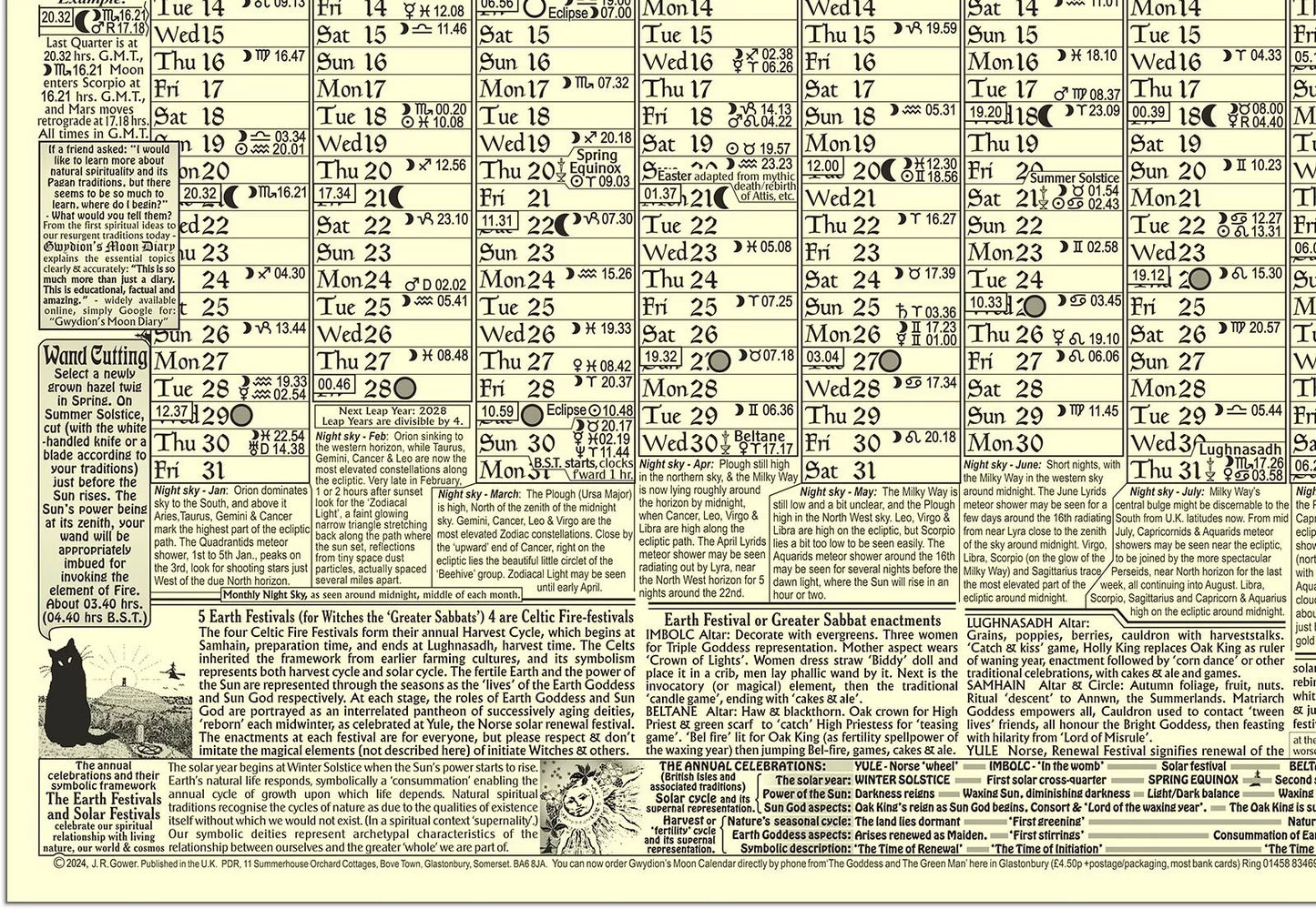 Gwydion’s 2025 Moon Calendar A3 Poster