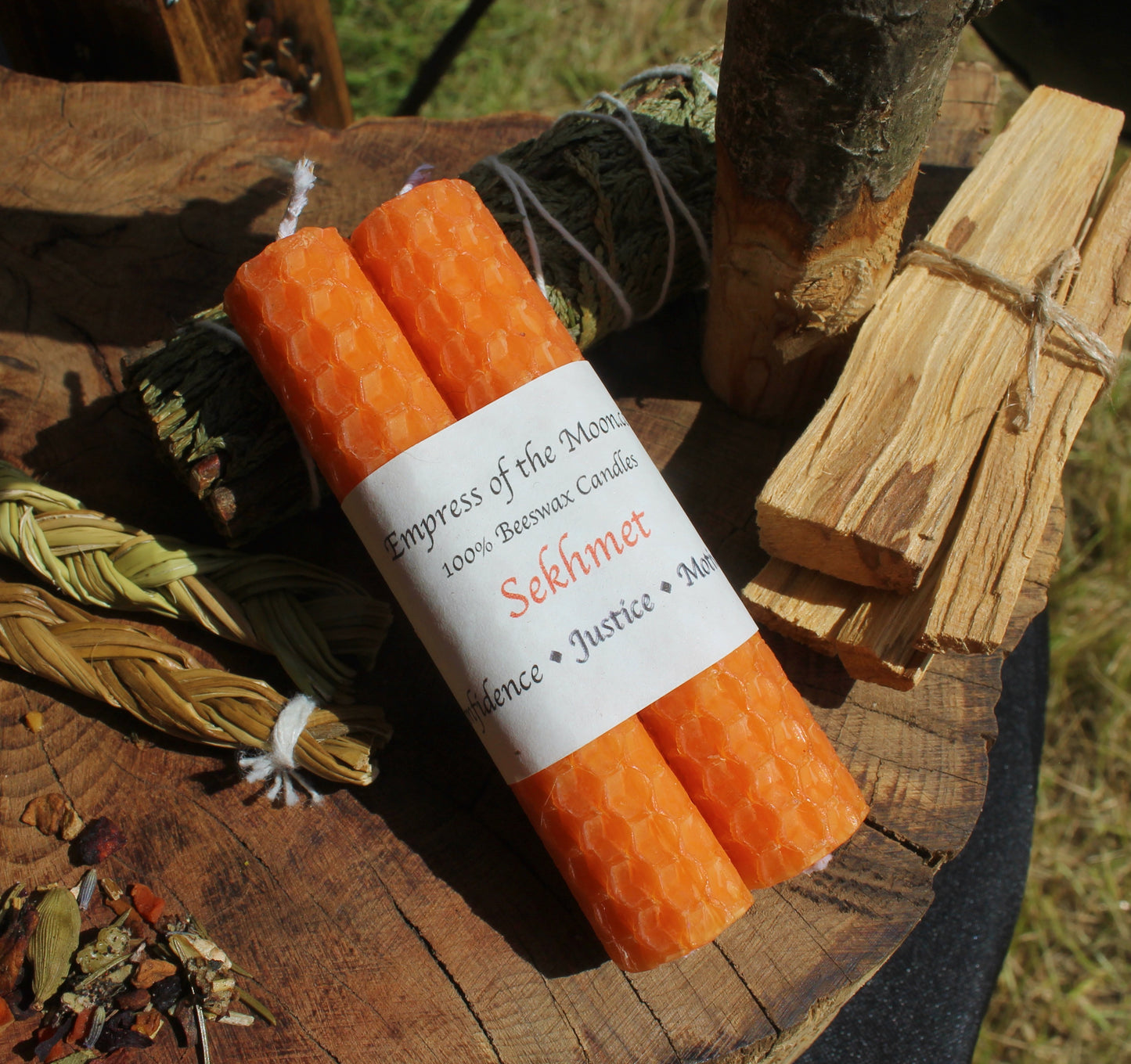 Sekhmet - Orange Beeswax Spell Candles