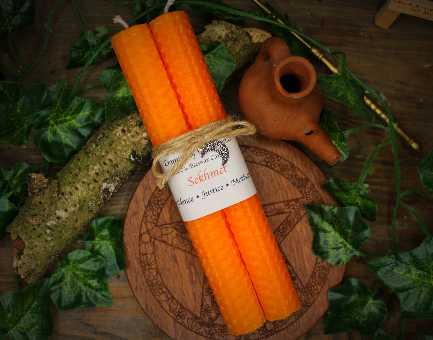 Sekhmet - Orange Beeswax Spell Candles